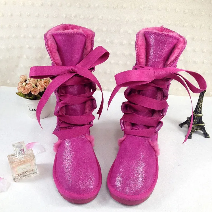 21 RIBBON Leather Snow Boots