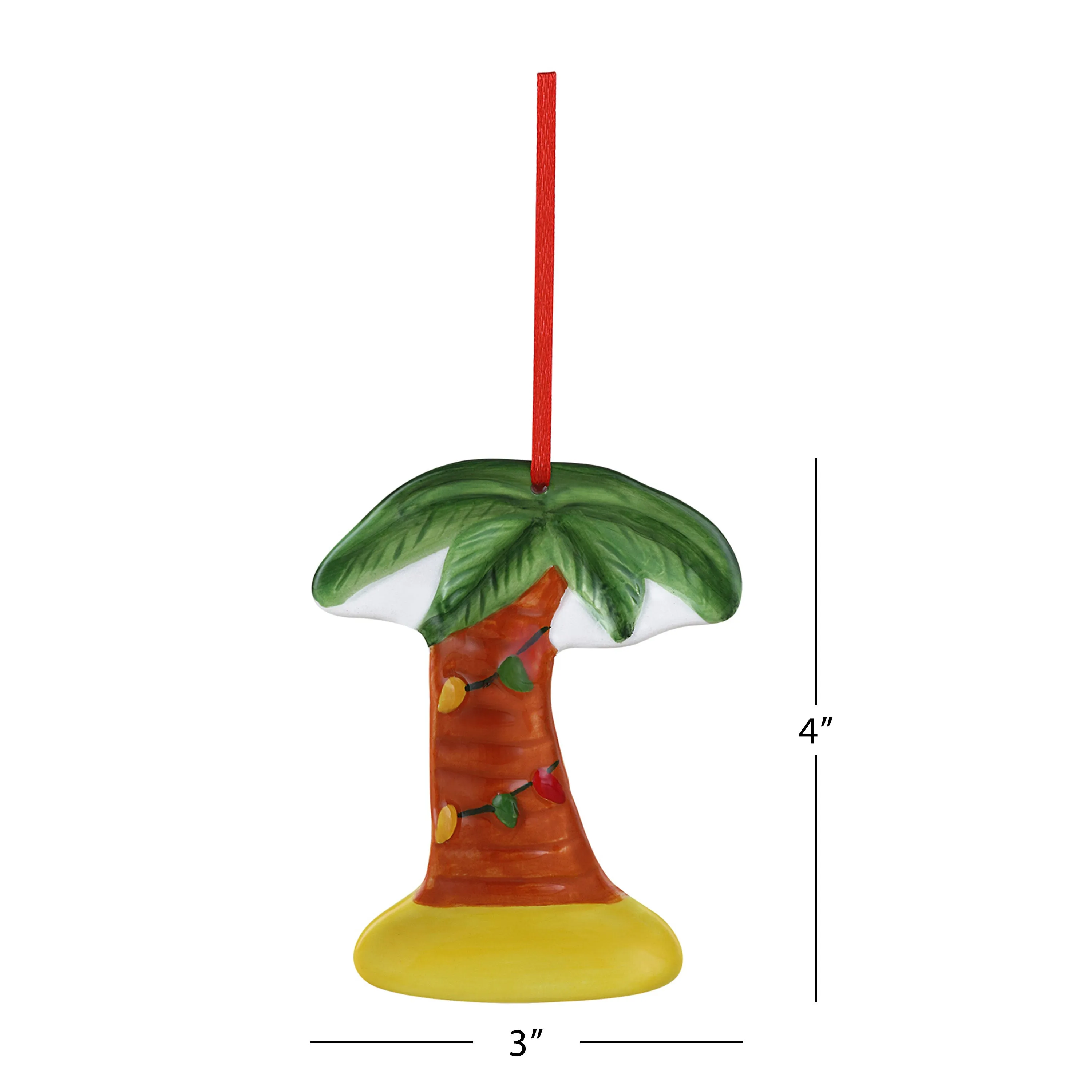 4 in. Set of 5 Ceramic Tropical Ornaments