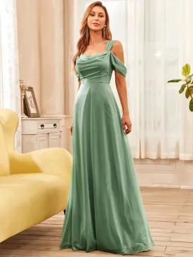 A-Line Cold Shoulder Floor-Length Evening Dress