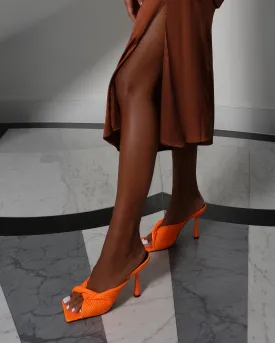 Amber x Public Desire Punch Orange PU Twist Front Mule