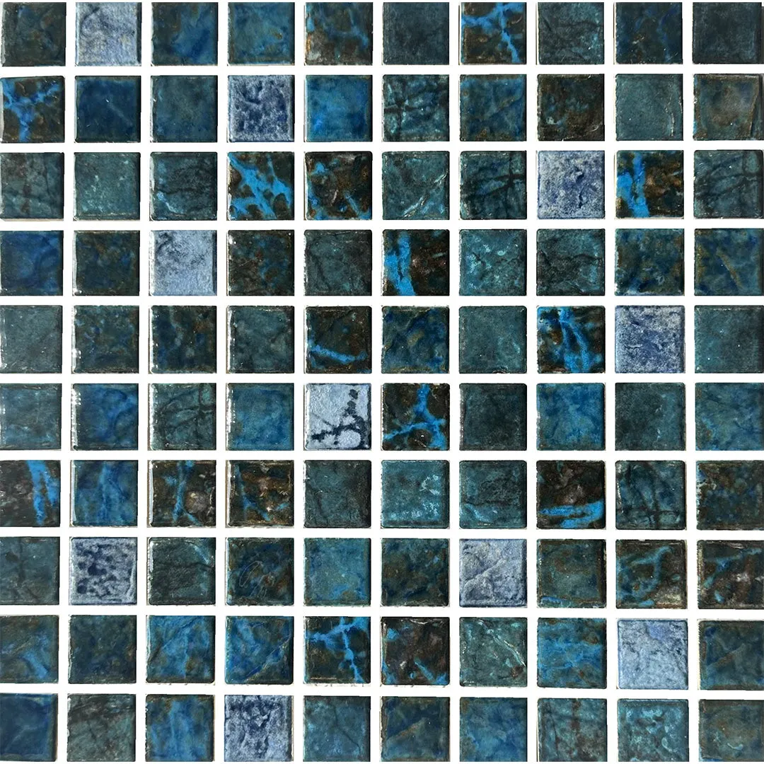 Blue Blend, 1-1/8" x 1-1/8" - Porcelain Pool Tile