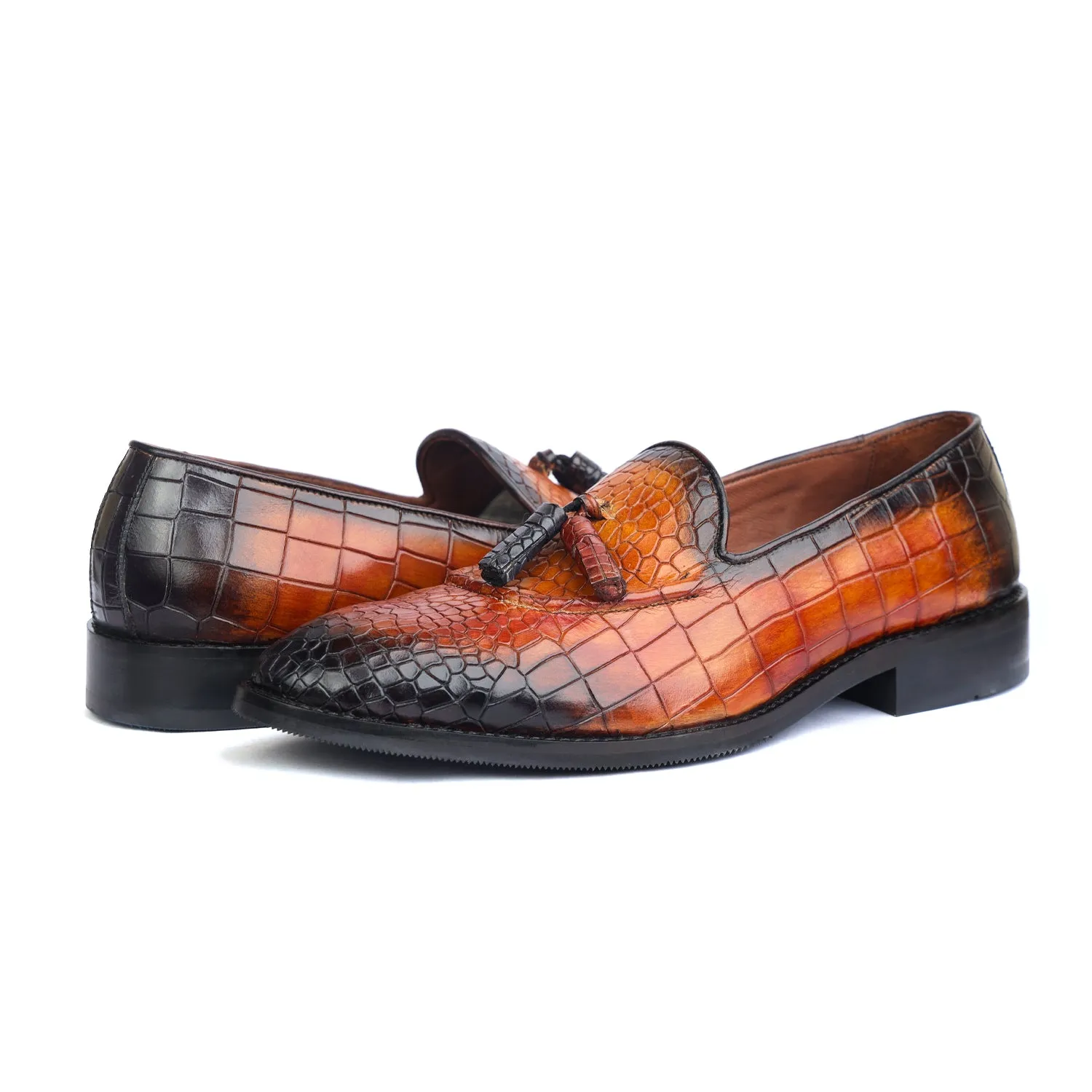 Crocodile Tassel Loafers Hand Finished