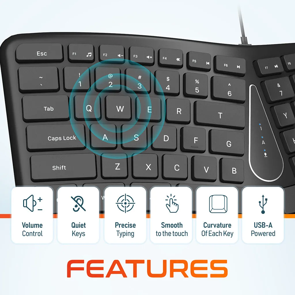 Delton KB250 Ergonomic USB Computer Keyboard