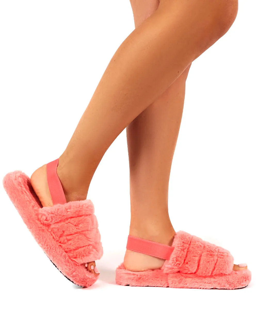 Dreamtime Pink Fluffy Strap Back Slippers