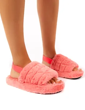 Dreamtime Pink Fluffy Strap Back Slippers