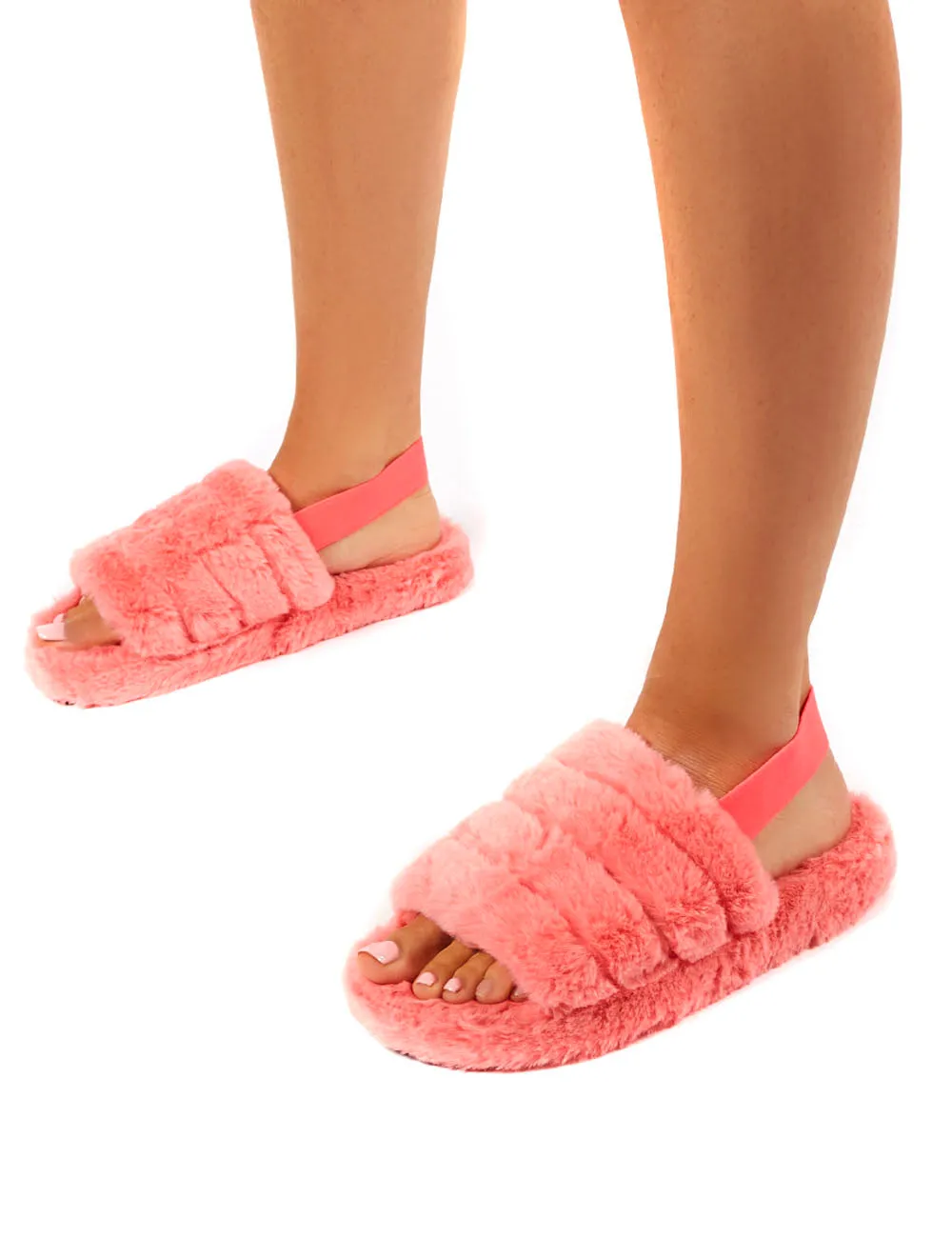 Dreamtime Pink Fluffy Strap Back Slippers