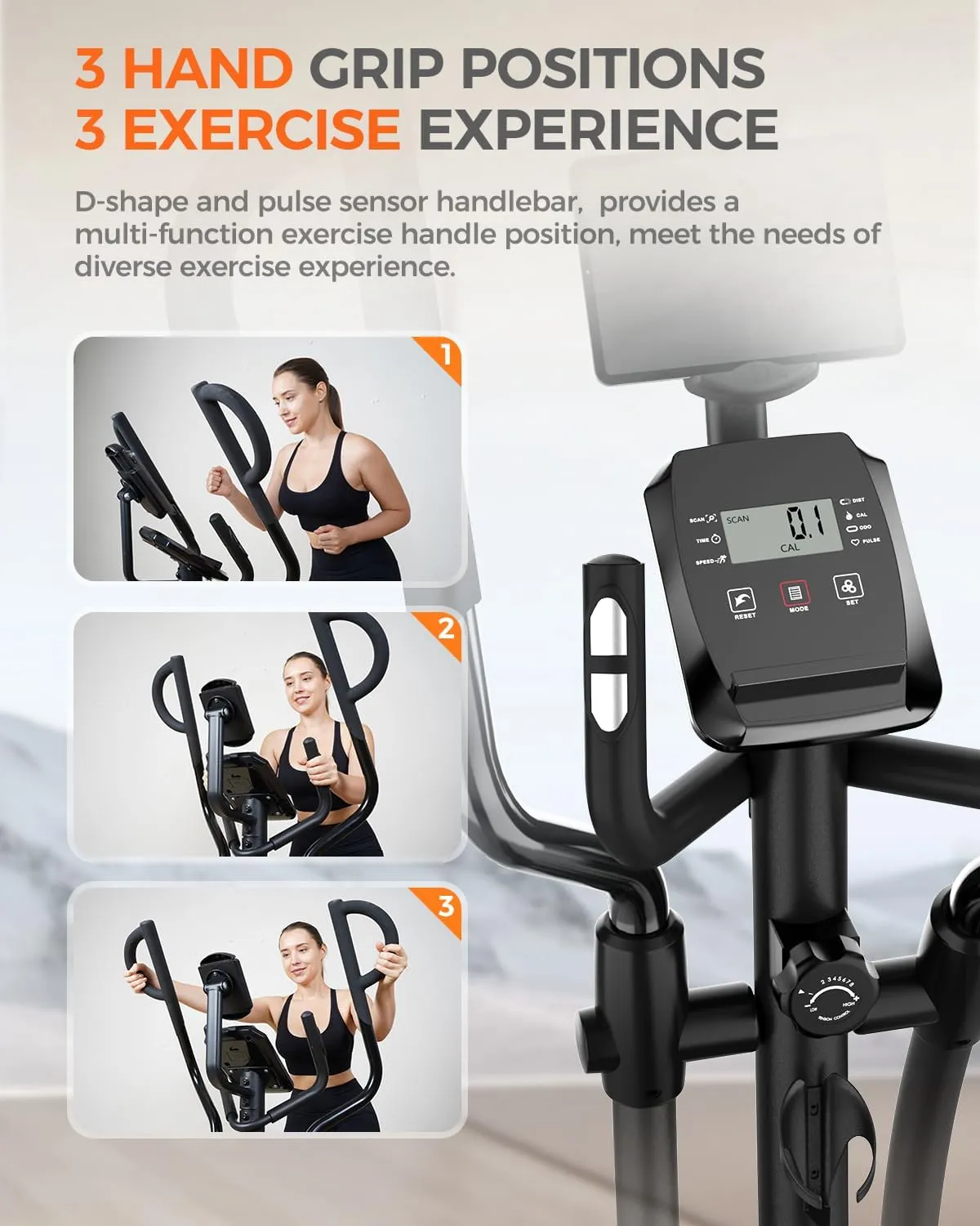 Elliptical Machine, Hyper-Quiet Magnetic Driving System with LCD Monitor 15.5IN Stride, 400LBS Weight Capacity