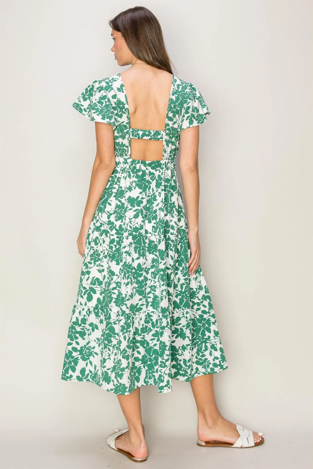 Floral Cutout Midi Dress