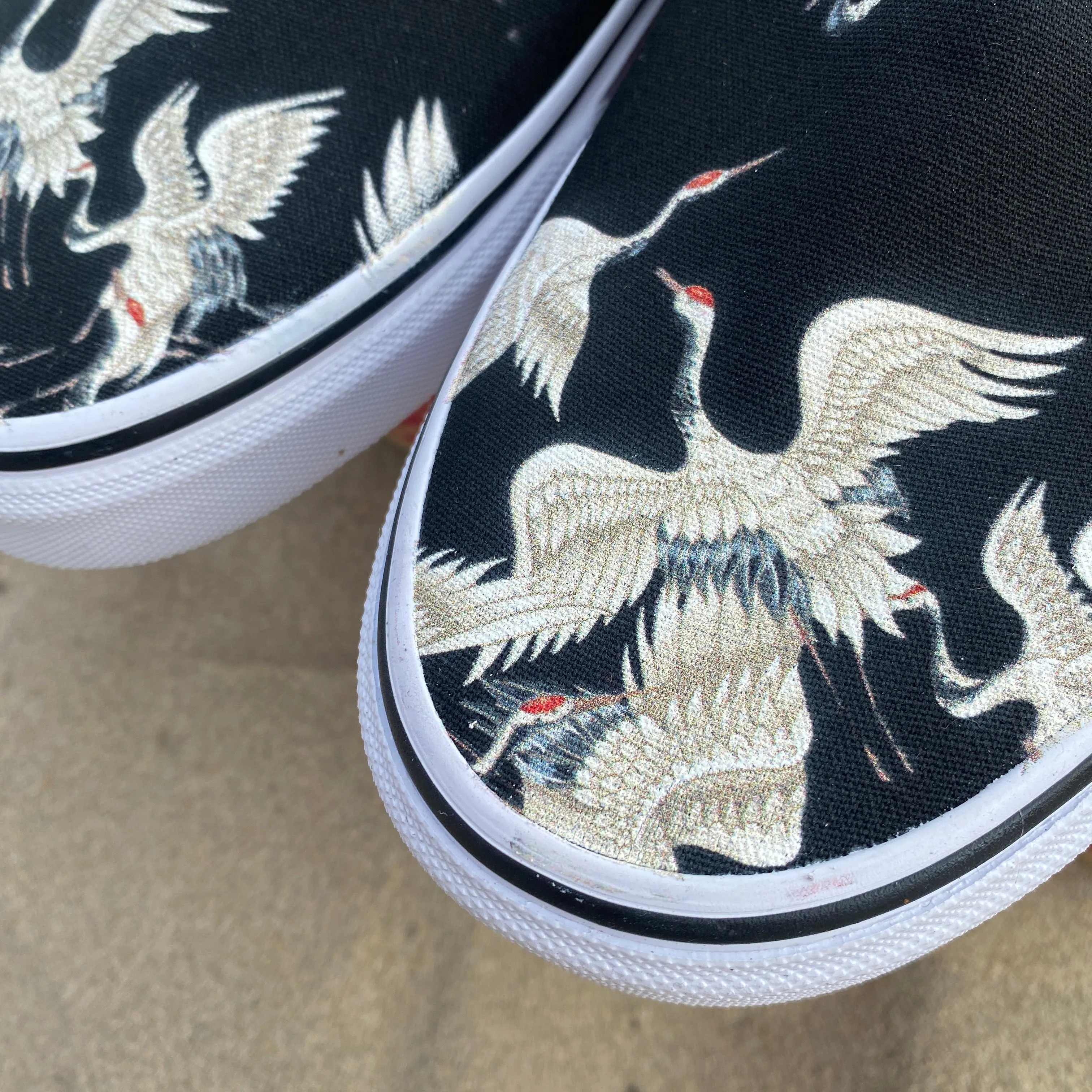 Flying Cranes - Custom Slip Ons - Custom Vans Shoes