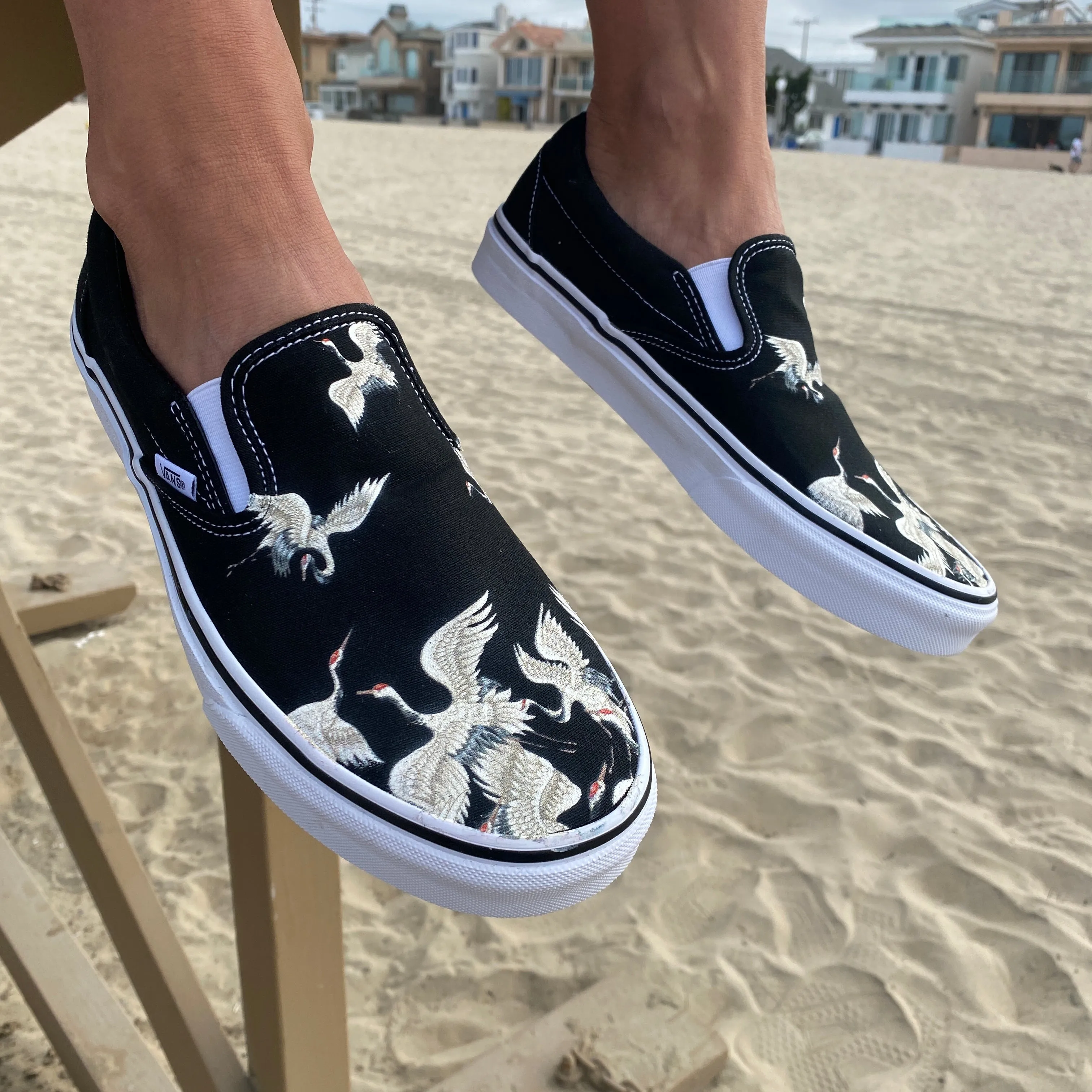 Flying Cranes - Custom Slip Ons - Custom Vans Shoes