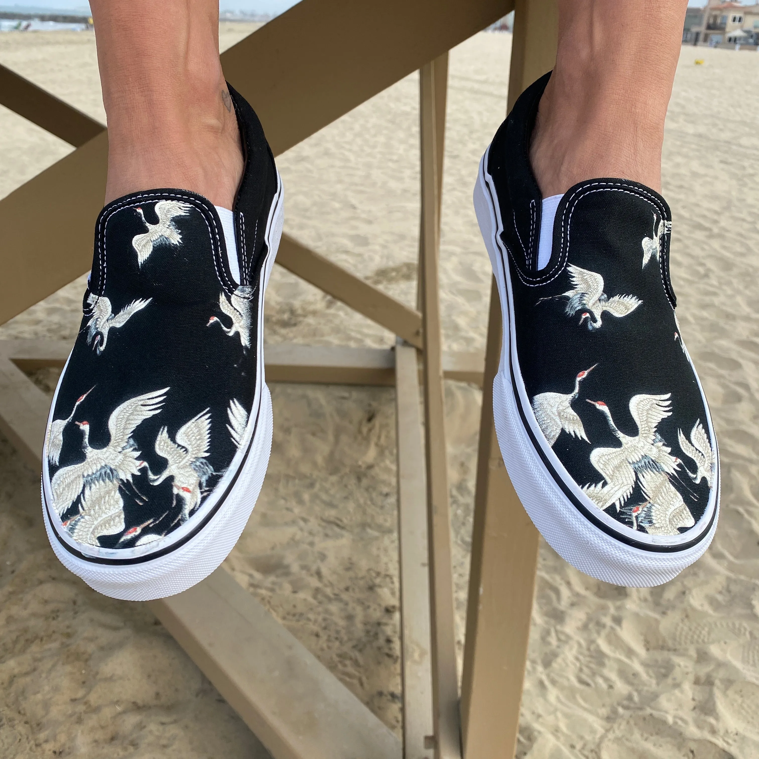 Flying Cranes - Custom Slip Ons - Custom Vans Shoes