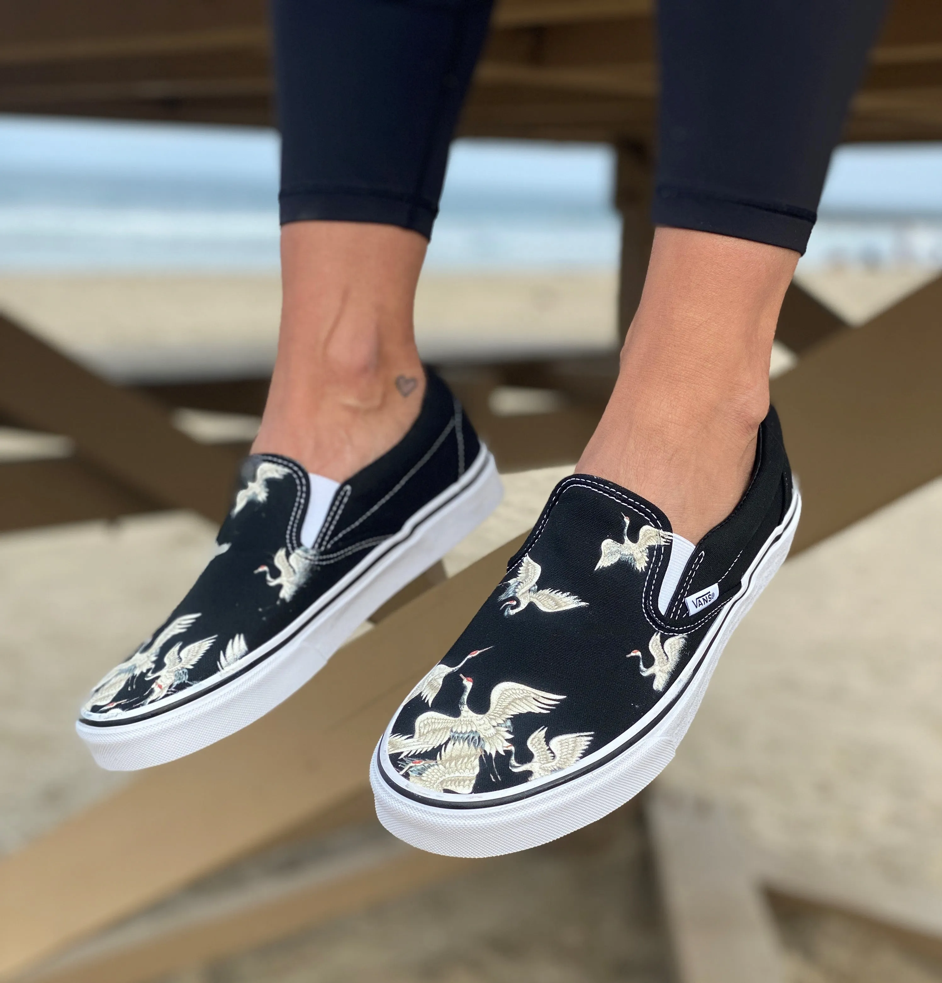 Flying Cranes - Custom Slip Ons - Custom Vans Shoes