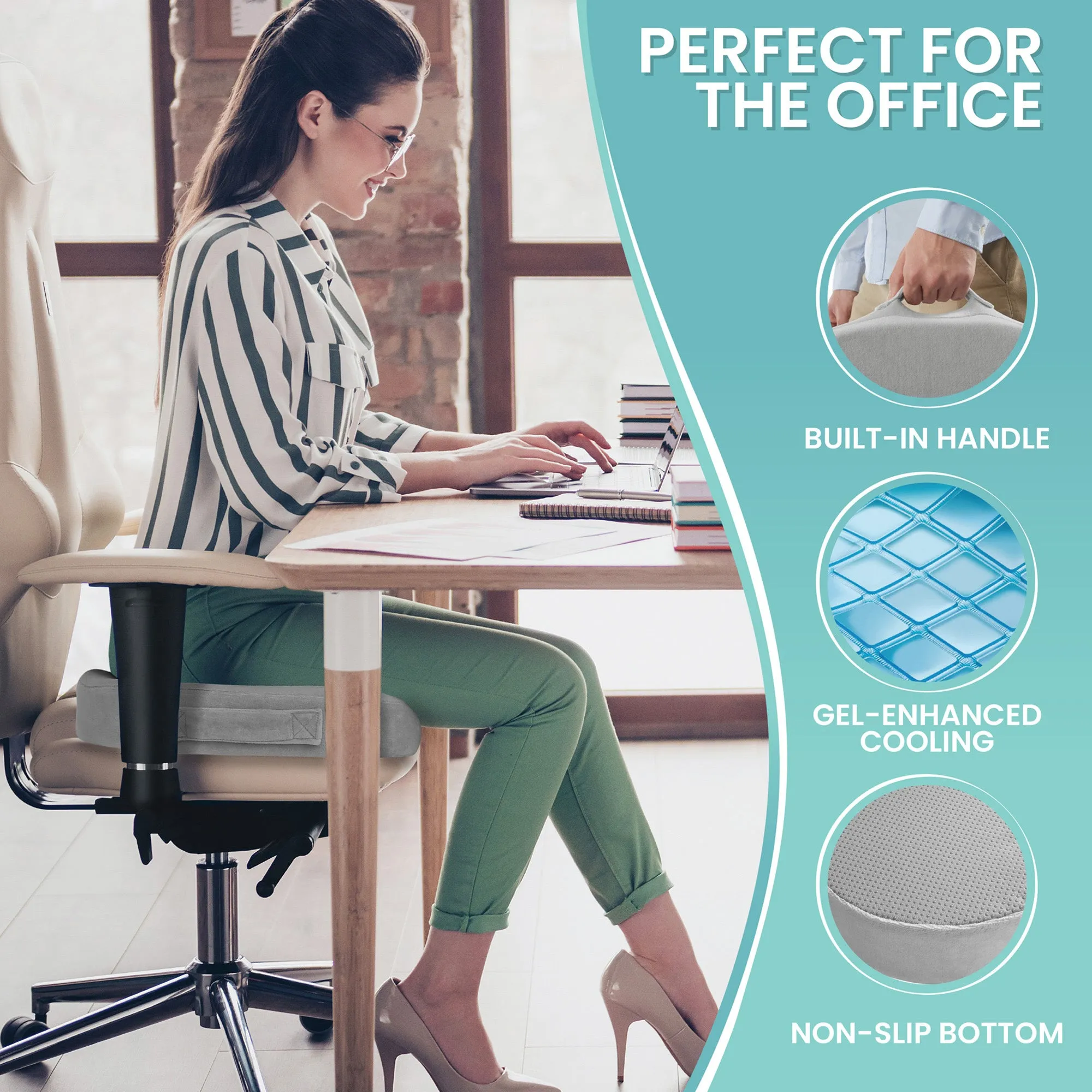 Gel-Enhanced Memory Foam Ergonomic Seat Cushion by Node