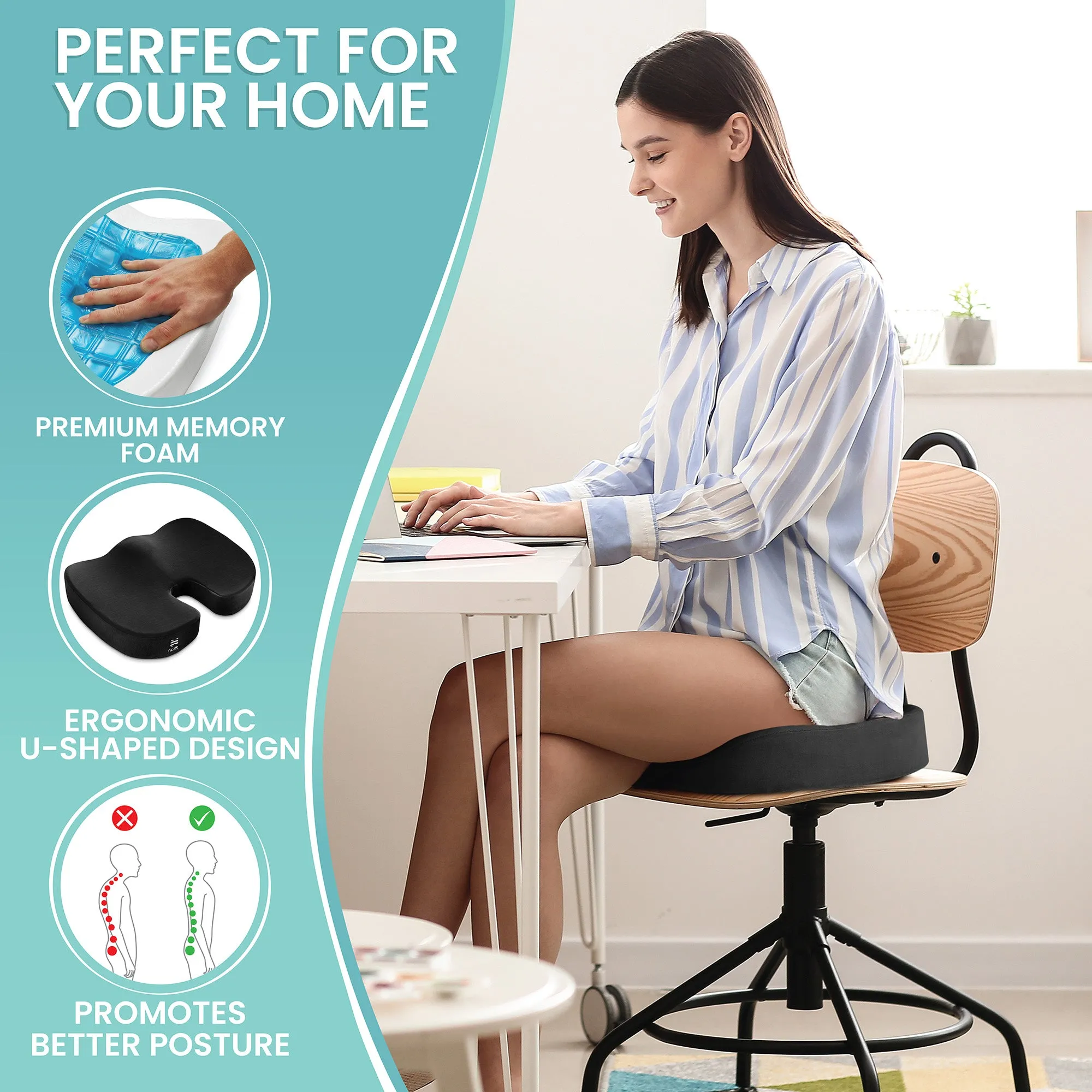 Gel-Enhanced Memory Foam Ergonomic Seat Cushion by Node