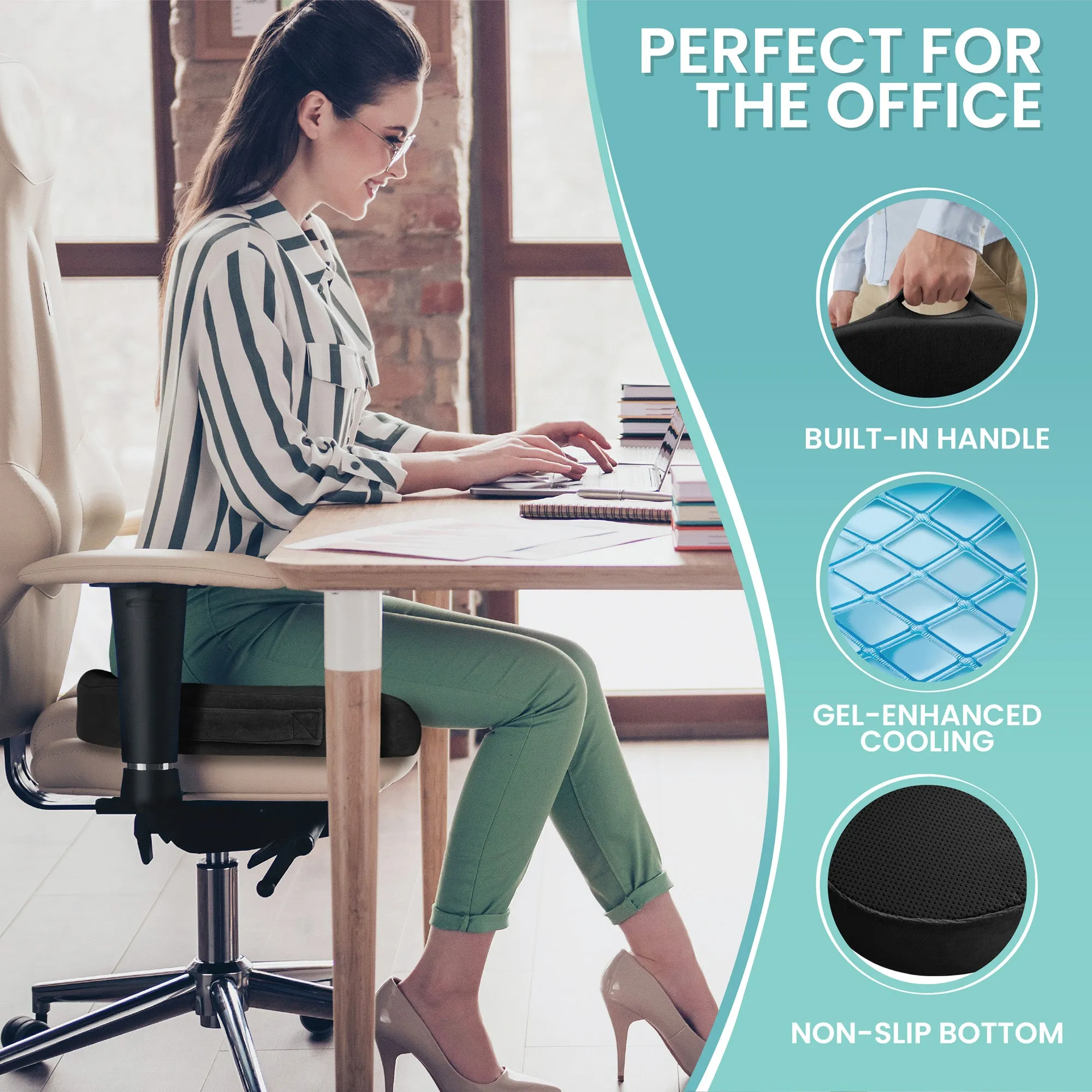 Gel-Enhanced Memory Foam Ergonomic Seat Cushion by Node