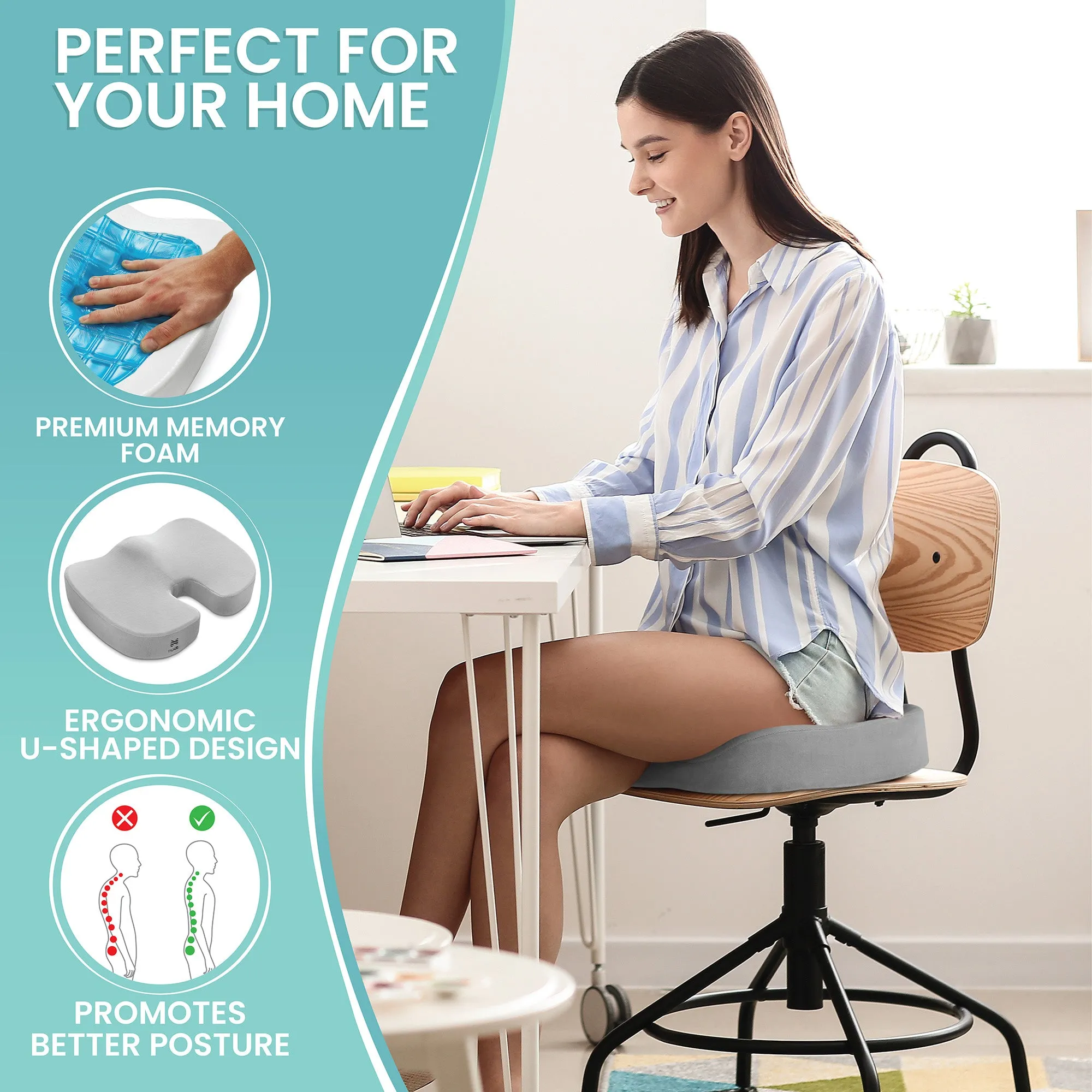 Gel-Enhanced Memory Foam Ergonomic Seat Cushion by Node