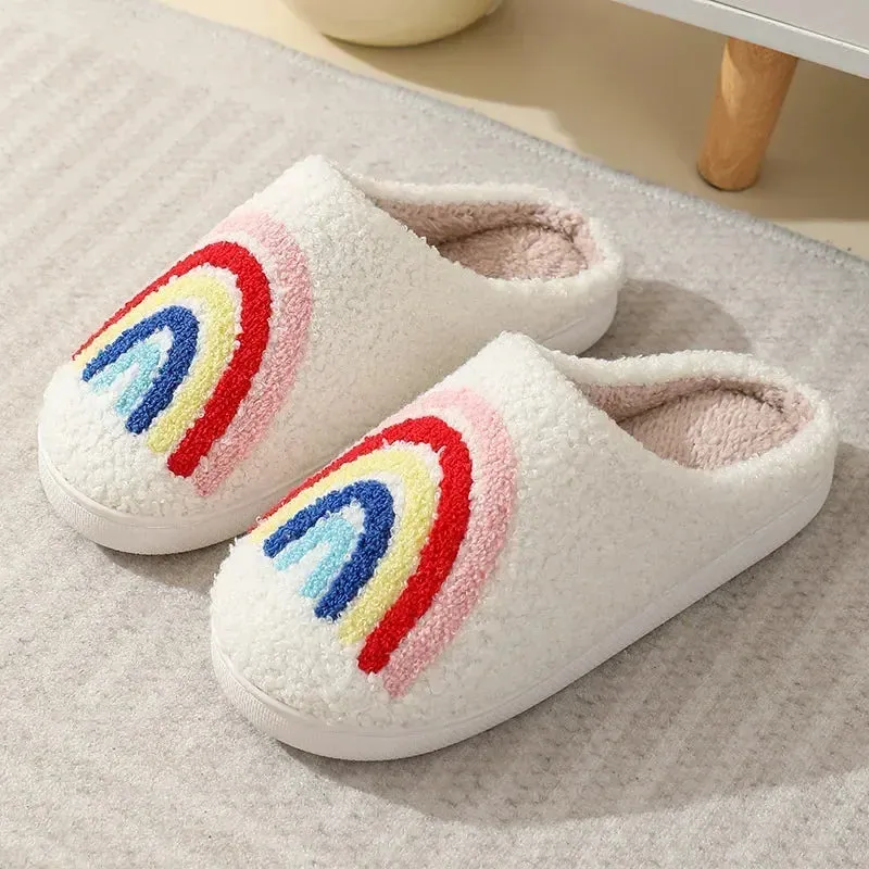 Ghost Face Fuzzy Slippers - Unisex Plush Winter Warm Non-Slip Indoor Shoes for Men/Women (Blue Evil Eye Design)