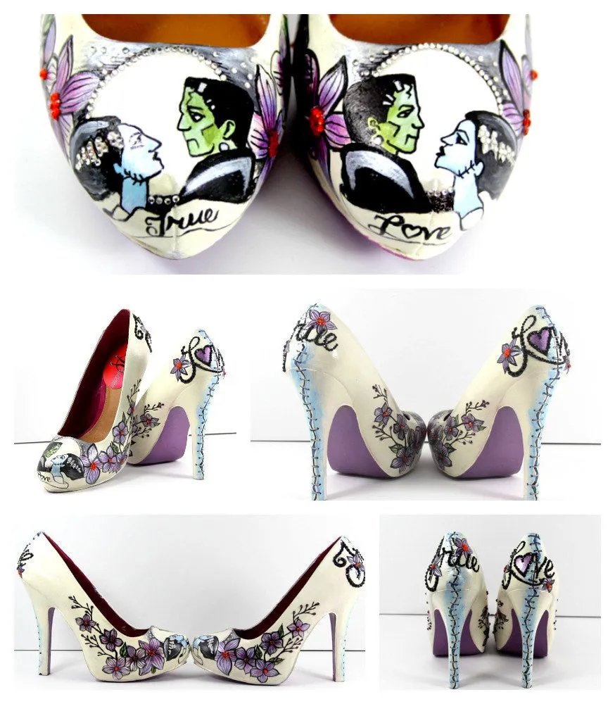 Hand-Painted Swarovski Crystal Frankenstein Heels