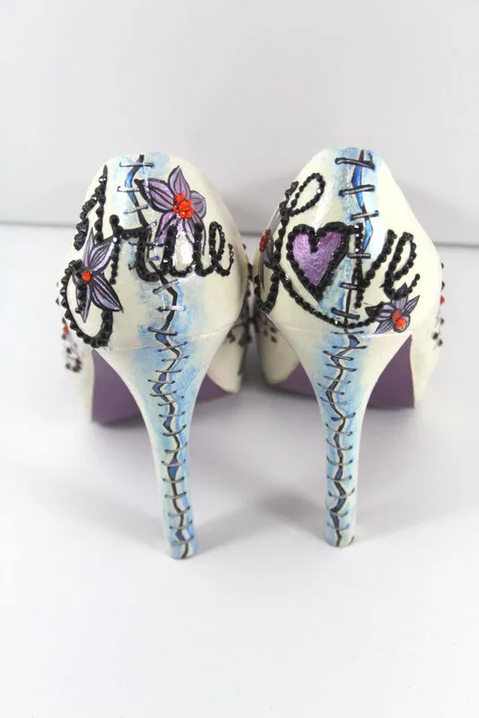 Hand-Painted Swarovski Crystal Frankenstein Heels