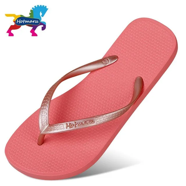 Hotmarzz Women Shoes Slippers Fashion Designer Beach Flip Flops Ladies 2017 Summer Flat Thong Sandals Shower Slides