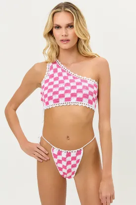 Ingrid Crochet Bikini Top - Pink Checker