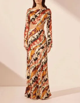 Lily Floral Print Cut-out Maxi Dress