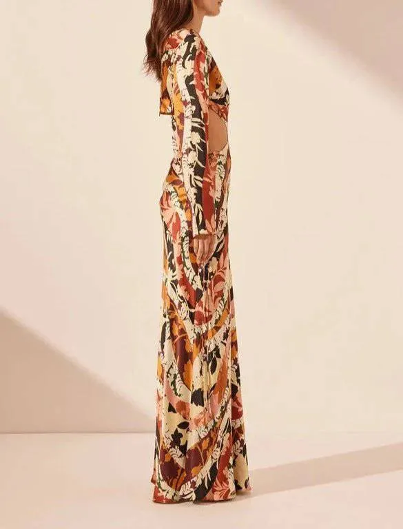 Lily Floral Print Cut-out Maxi Dress