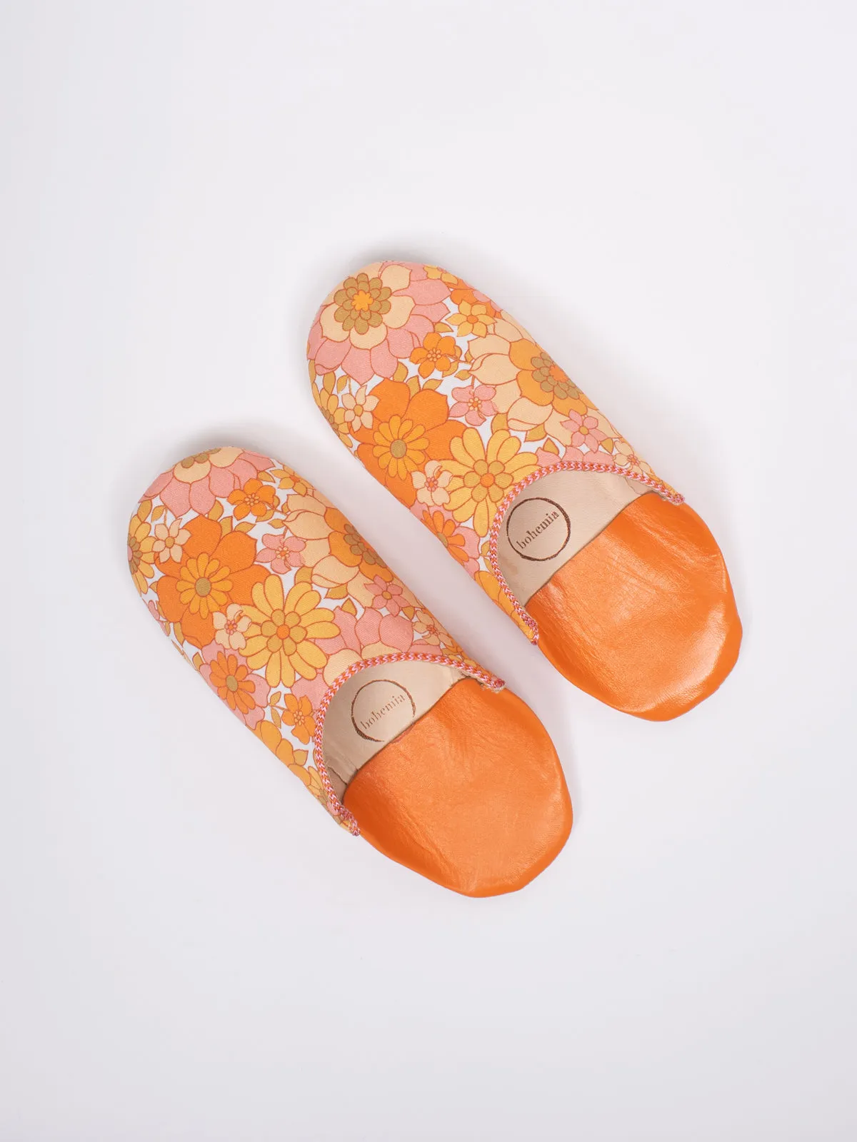 Margot Floral Babouche Slippers, Tangerine