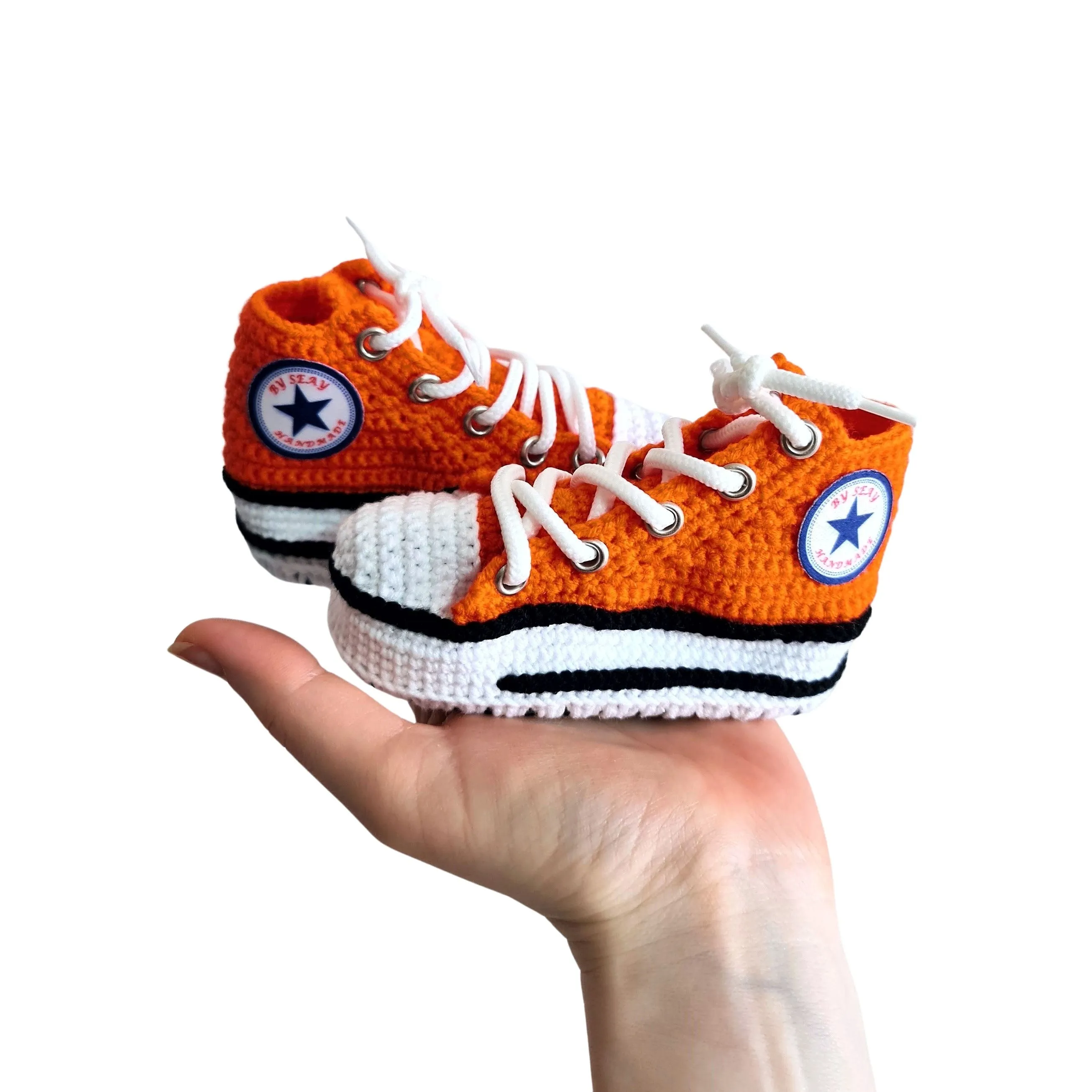 Orange Newborn Booties Natural Cotton Slippers Sneakers Soft Socks