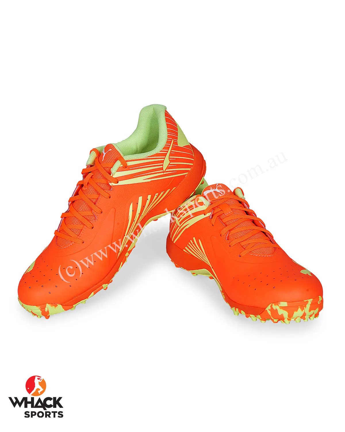 Puma 22 FH - Rubber Cricket Shoes - Ultra Orange - Fast Yellow