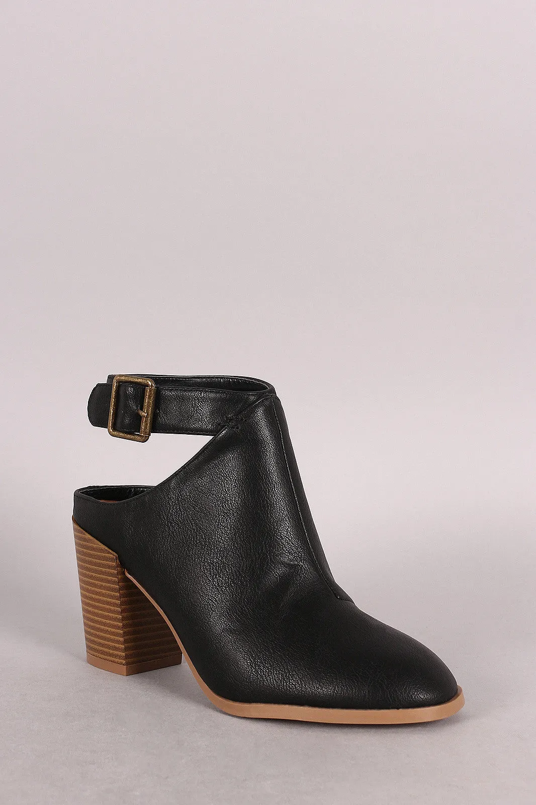 Qupid Cowgirl Ankle Strap Mule Booties