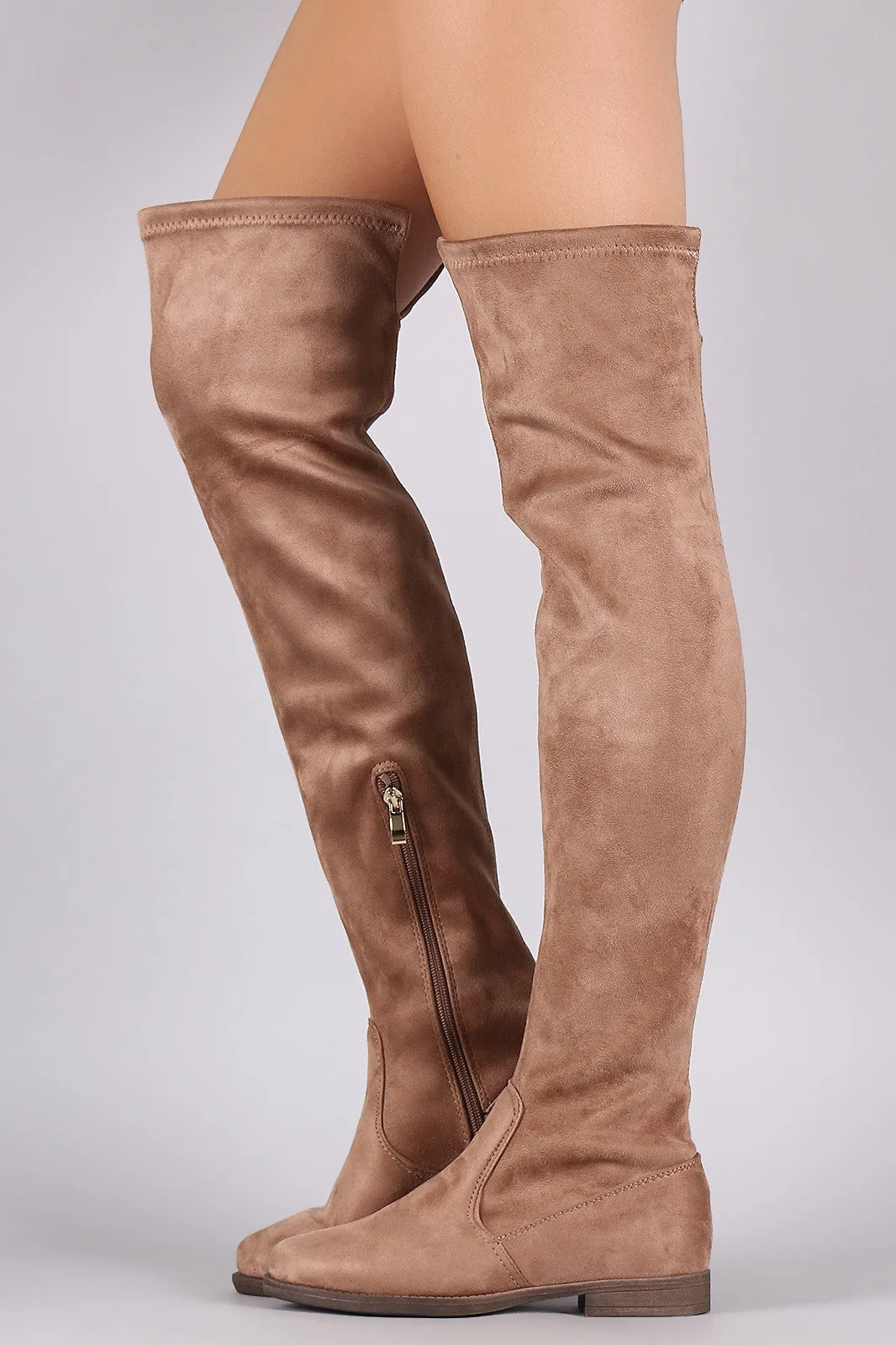 Suede Slit Riding Over-The-Knee Boots