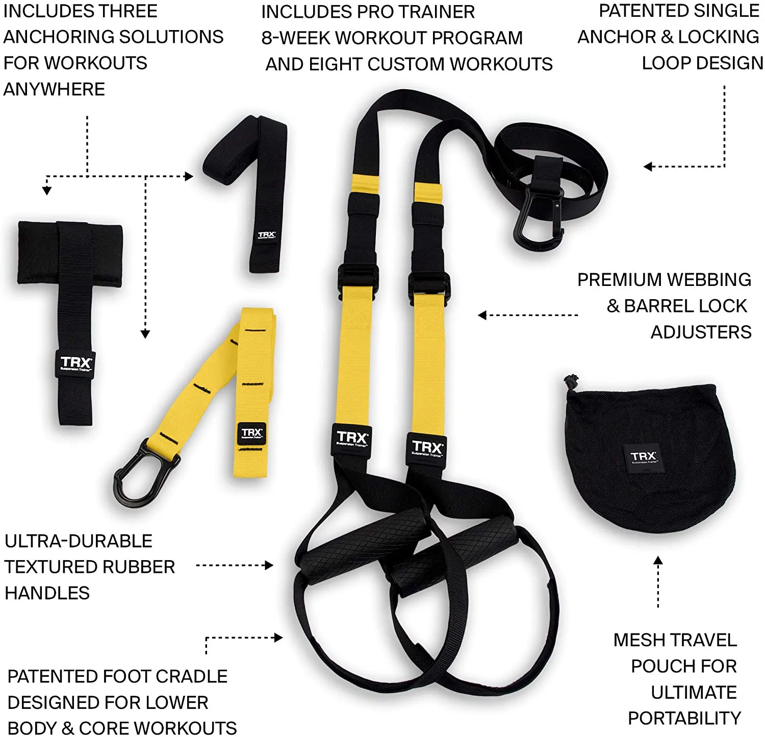 TRX PRO3 Suspension Trainer System Design & Durability| Includes Three Anchor Solutions, 8 Video Workouts & 8-Week Workout Program