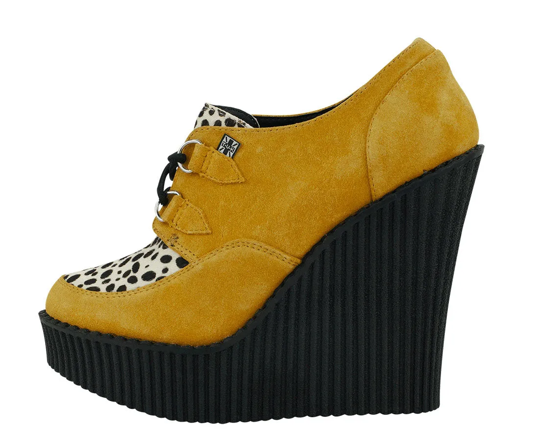 T.U.K Mustard Suede. White Low Creeper Wedge