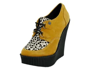 T.U.K Mustard Suede. White Low Creeper Wedge