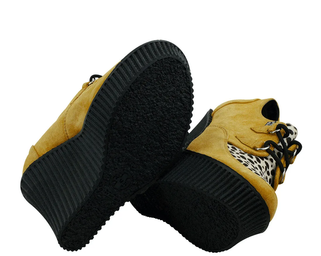 T.U.K Mustard Suede. White Low Creeper Wedge