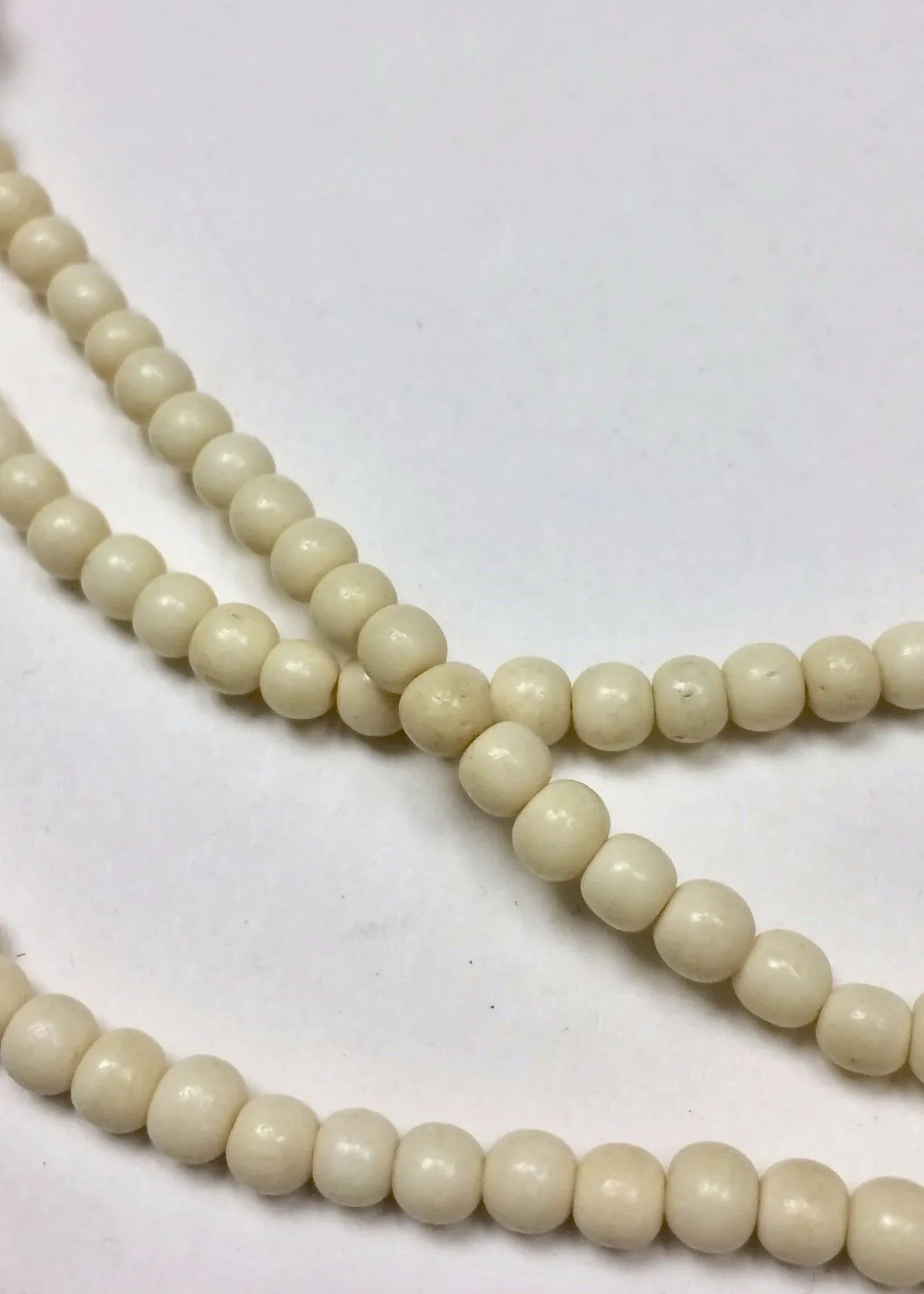 Vintage Cream & Orange Multi-strand Stone Carved Bone Necklace